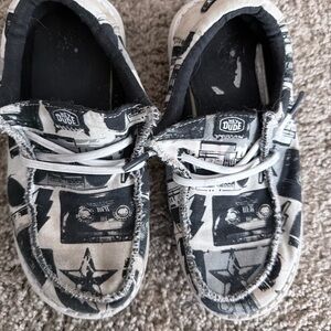 Hey Dude Kids Graphic Black and White Sneakers